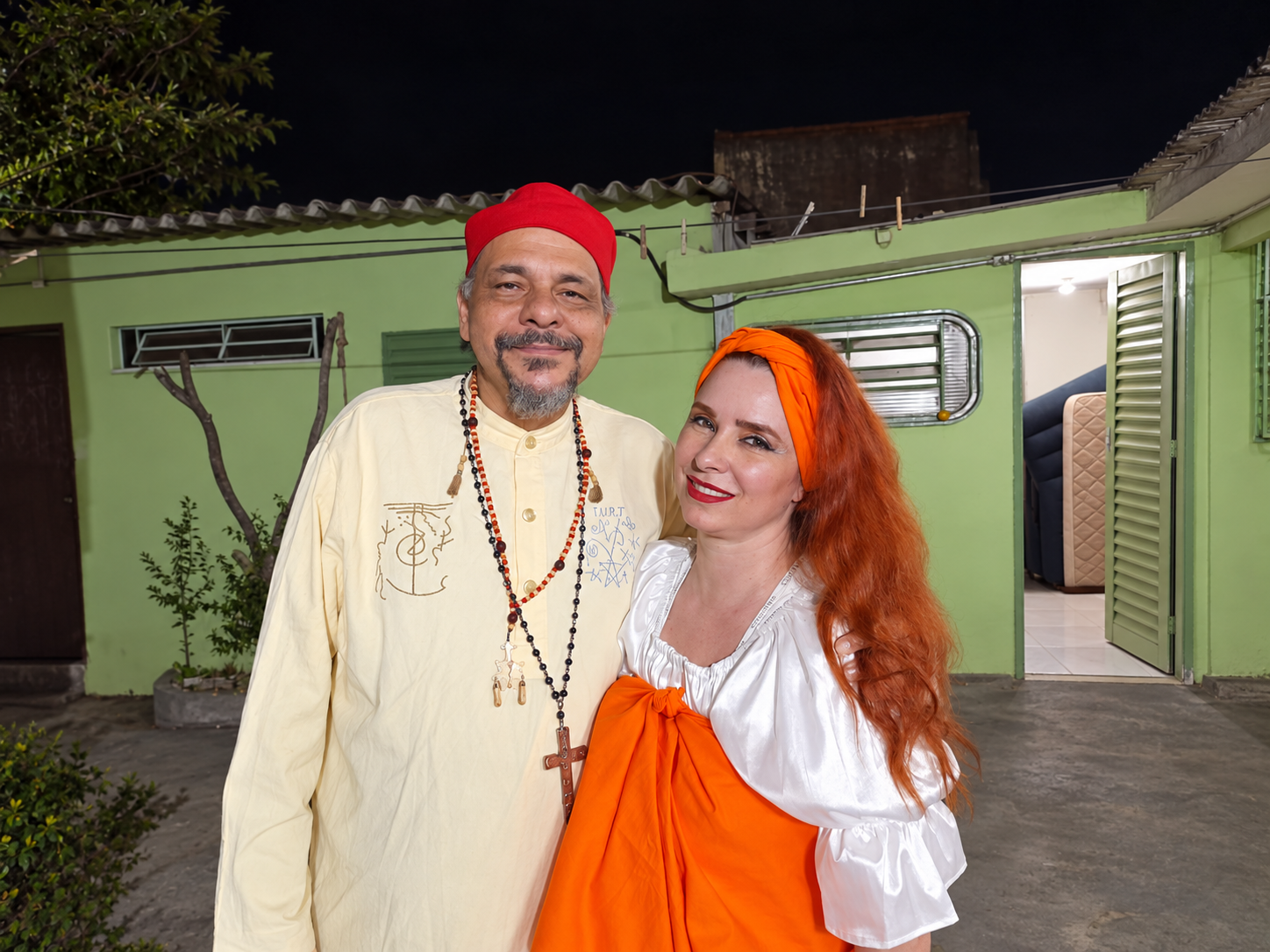 Mestre Obashanan e Mestra Ariahcy Obacy no Festival de Ayan 2022, no Templo da Estrela Verde